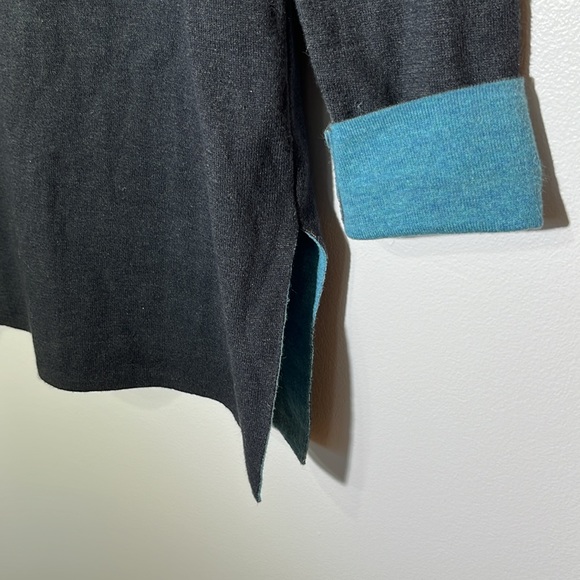 ASPEN Women’s Mock Turtleneck Charcoal Gray Blue Flip Size Large - Picture 5 of 5